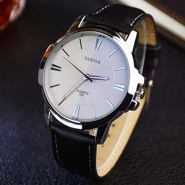 YAZOLE 332 Men’s Quartz Business Watch – Classic Leather Strap, Luxury Analog Display