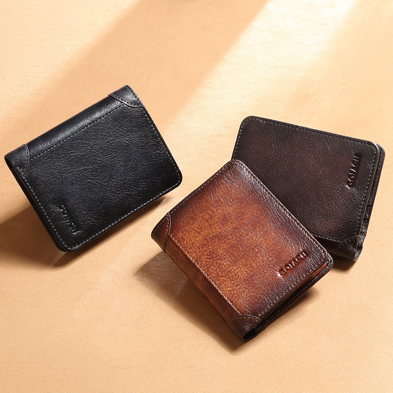 New style men's wallet multifunctional leather short wallet