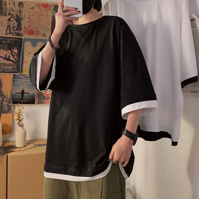 Unisex Loose Round‑Neck Half‑Sleeve Couple Tee – Casual Oversized Comfort