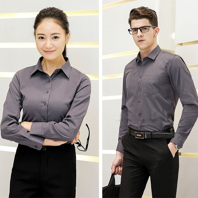 Unisex Slim-Fit Long-Sleeve Business Shirt – Matching Men's & Women's Style