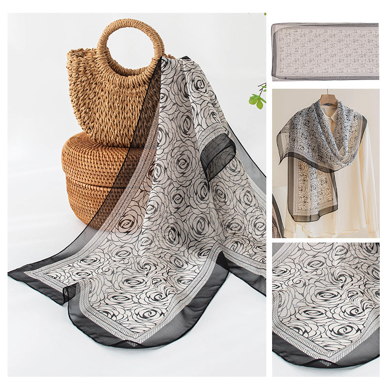Silk Scarf Women's Mulberry Silk Printed Shawl
