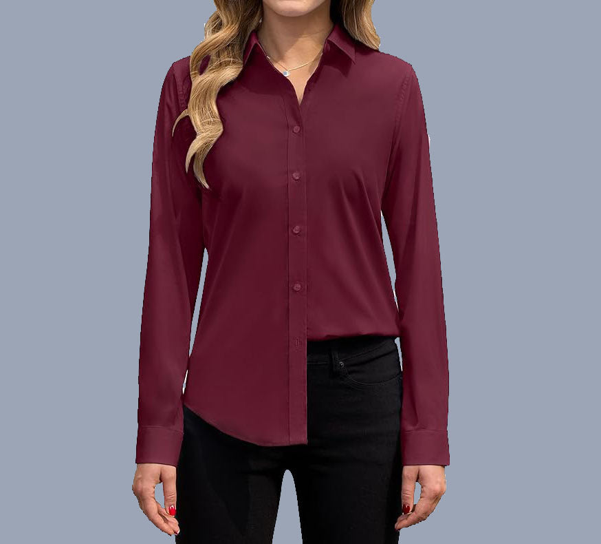 European And American Loose Fashion Temperament Pure Color Shirt