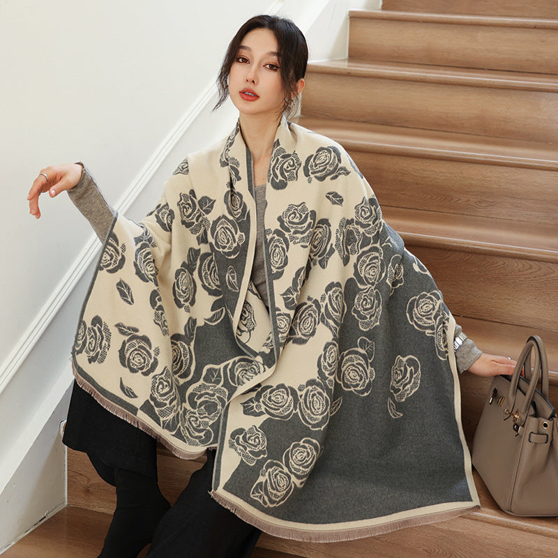 Female Versatile Fashion Thickened Warm Cashmere Scarf