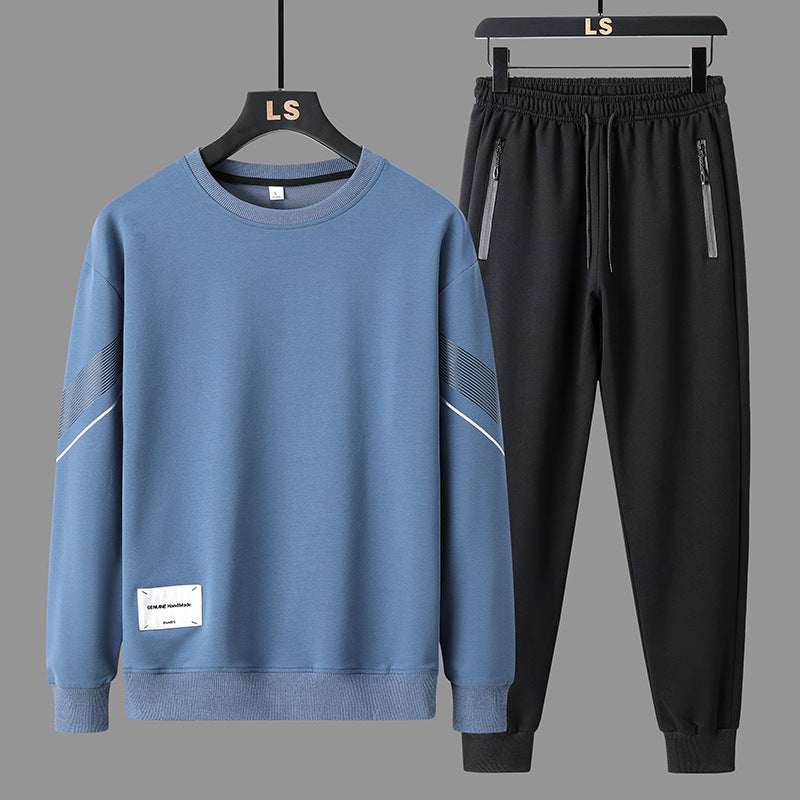 Men’s Casual Round‑Neck Sweater & Sweatpants Set – Soft Lounge Outfit for Fall/Winter