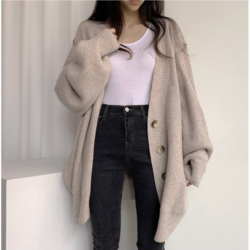 Lazy Style Single Breasted Loose Sweater