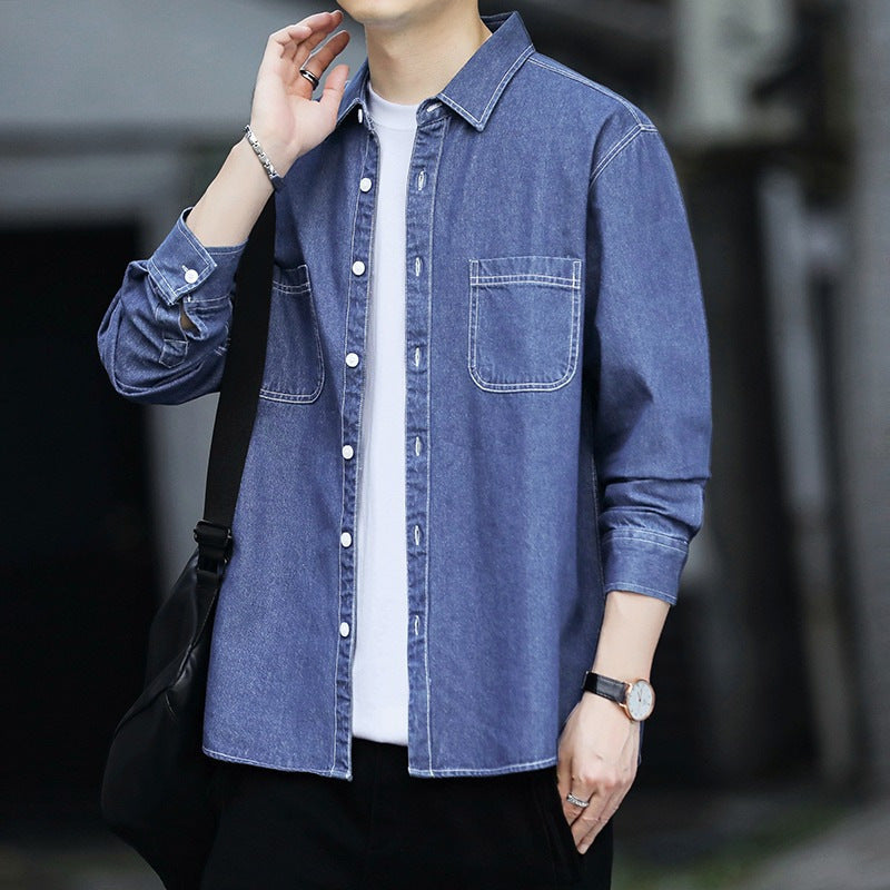 Men’s Premium Casual Denim Shirt – Stylish Long Sleeve Button Down for Everyday Wear