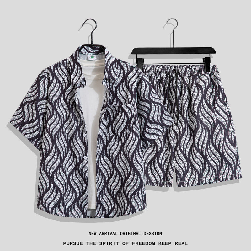 Men’s Hong Kong-Style Retro Printed Short-Sleeve Shirt – Bold & Nostalgic