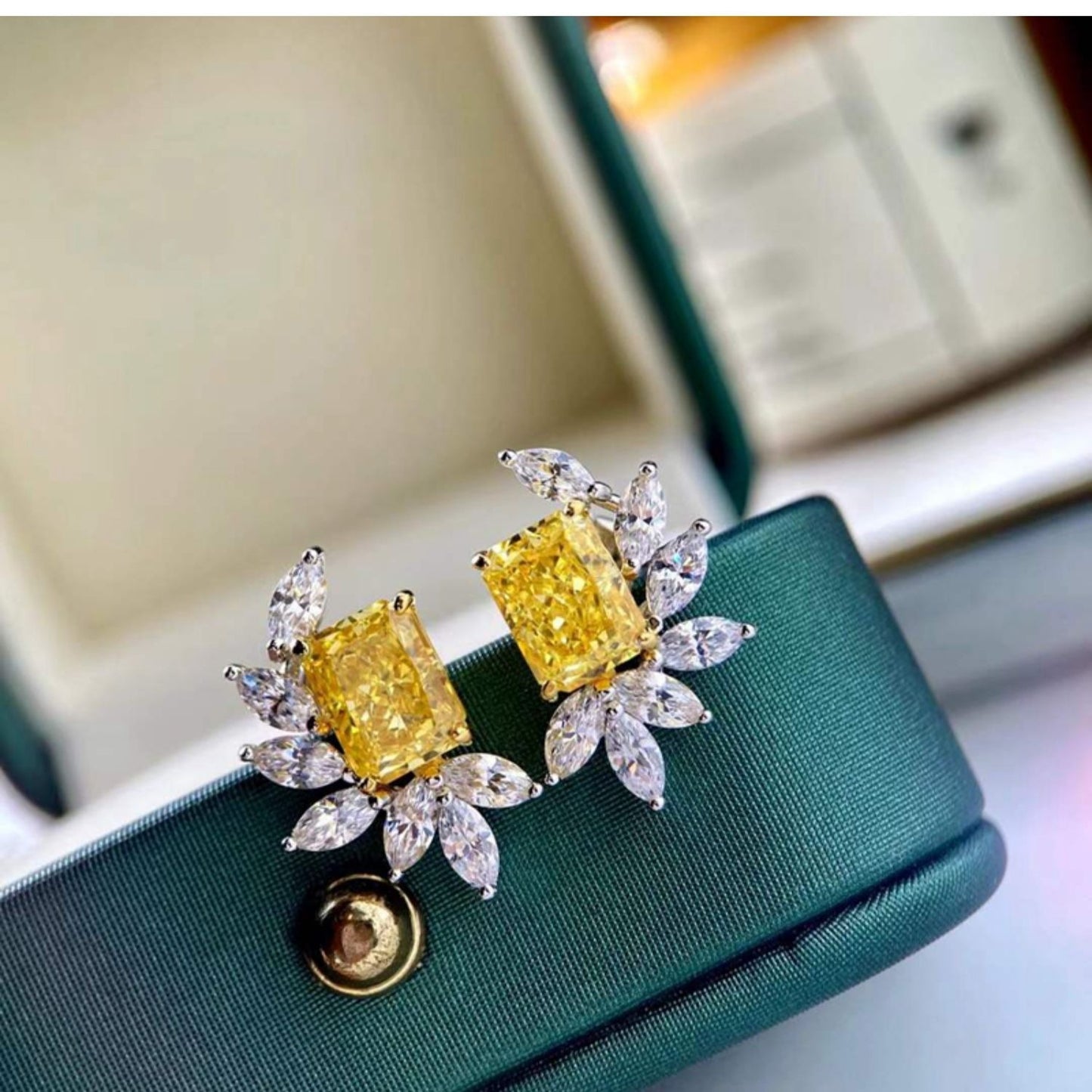 Citrine Tourmaline Socialite Style Stud Earrings