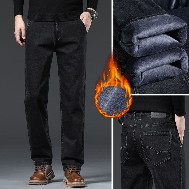 Men’s Loose Fleece-Lined Straight-Leg Winter Trousers – Cozy Casualwear