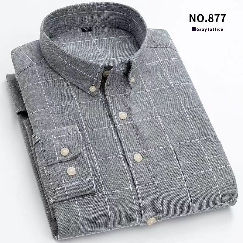 Men’s Pure-Color Oxford Slim Fit Shirt – Youth & Middle-Aged Business Casual