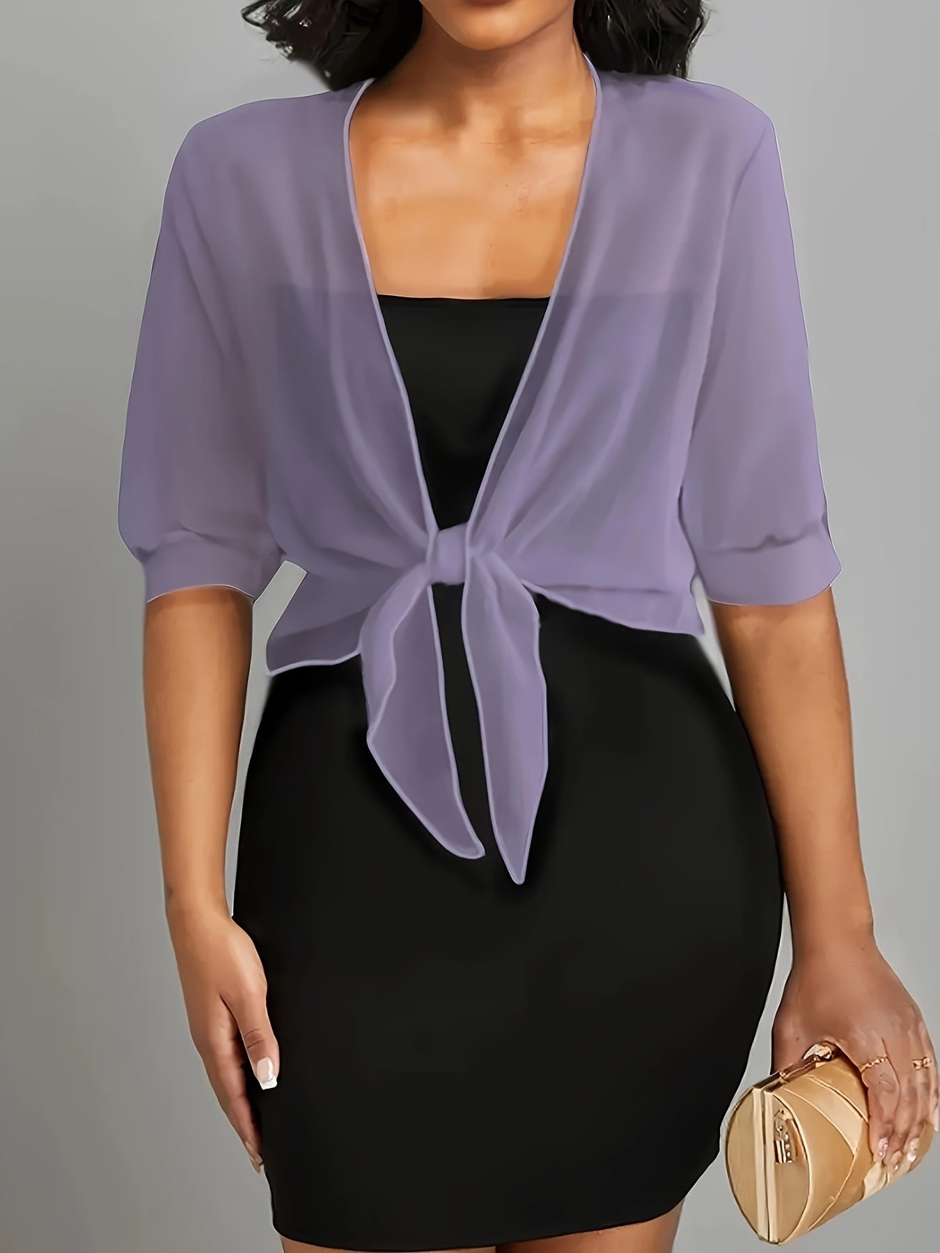 Women’s Sheer Tie-Front Chiffon Shawl – Elegant Cover-Up