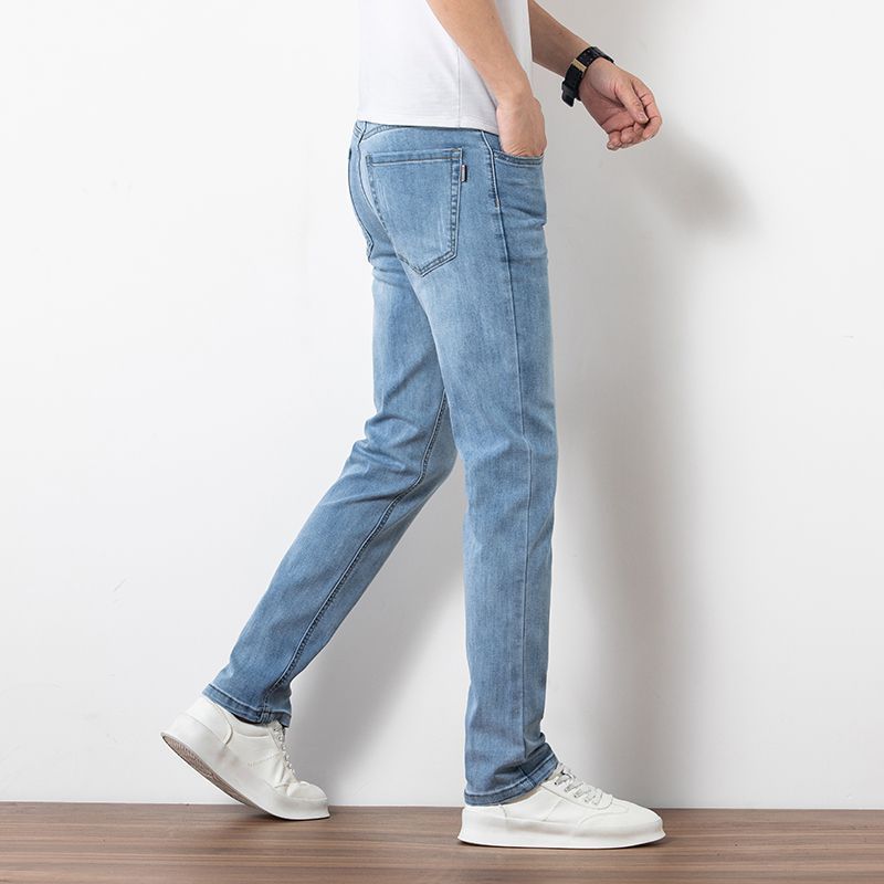 Men's Slim Fit Elastic Trend Jeans – Casual Straight Denim for Youth