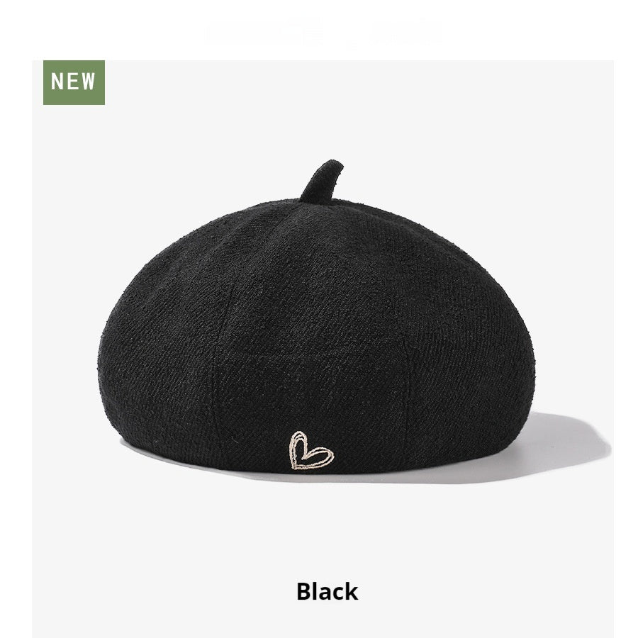 Love Beret Solid Color Big Head Suitable For Artistic Painter Hat