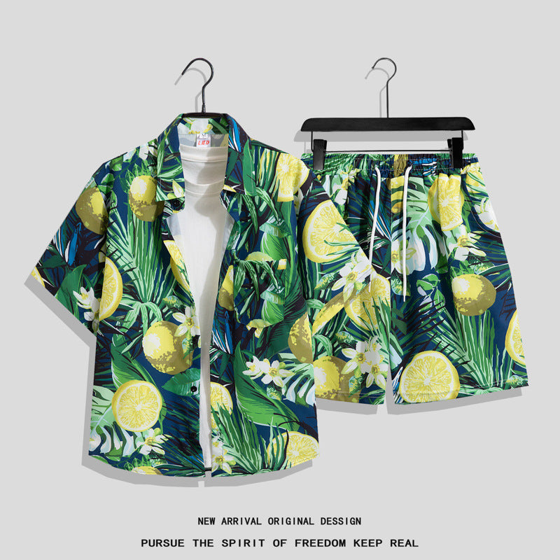 Men’s Hong Kong-Style Retro Printed Short-Sleeve Shirt – Bold & Nostalgic