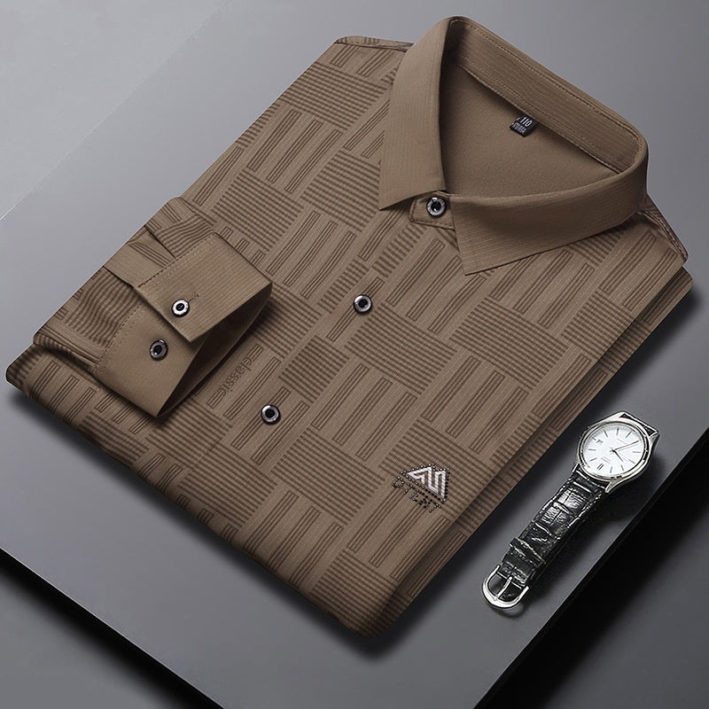 Men’s Autumn Seamless Long-Sleeve Business Casual Shirt – Elegant Comfort