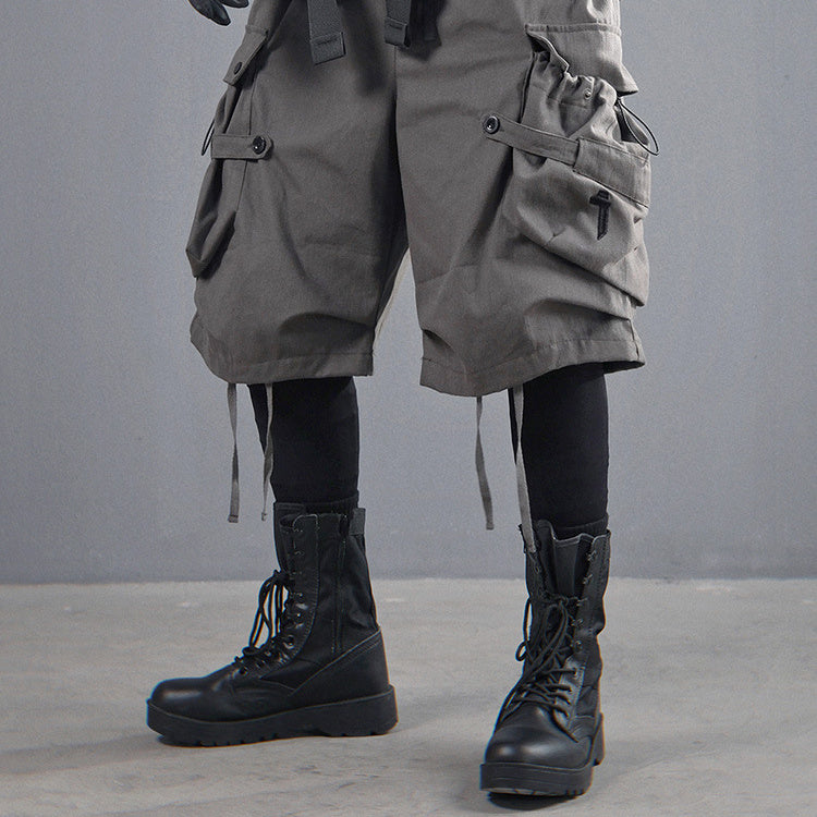 Mechanical Style Ribbon Loose Leisure Workwear Shorts