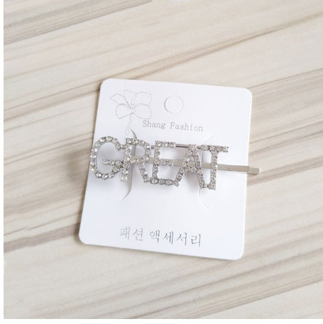 Fashion girls silver plated English alphabet clips trend hair accessories side clips hairpin