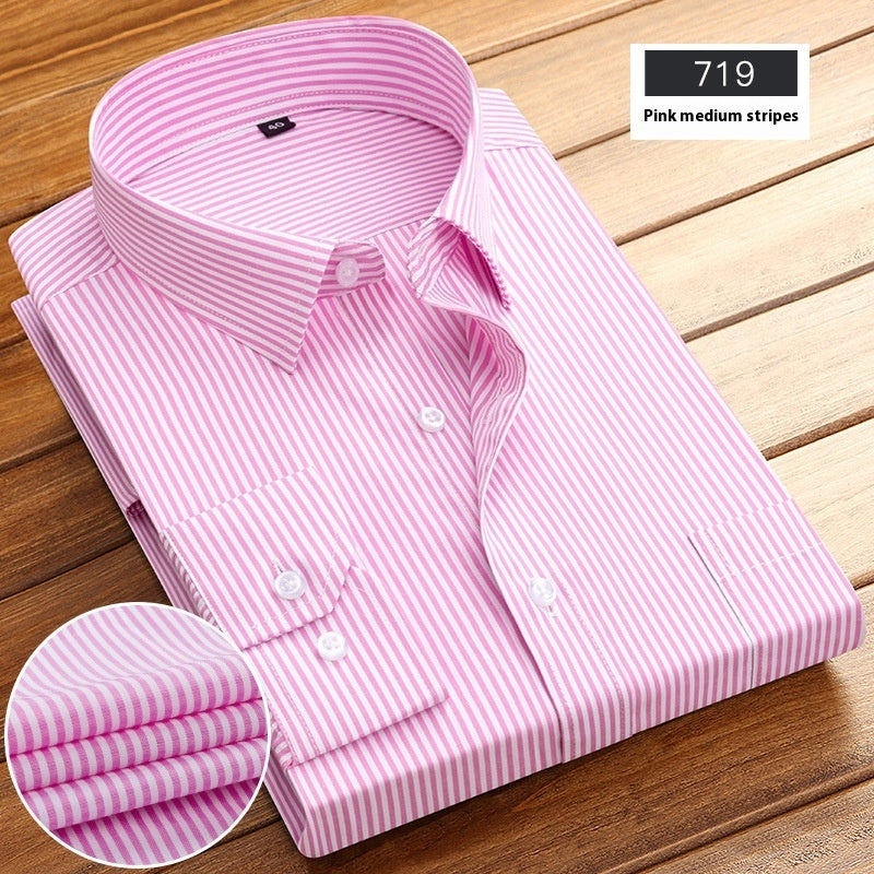 Men’s New Striped Long-Sleeve Business Shirt – Spring & Autumn Classic