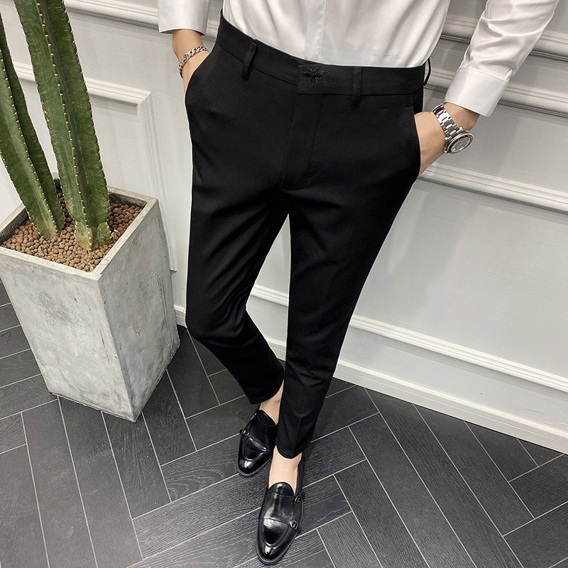 Slim Fit Casual Trousers in England Pure Color Casual Trousers