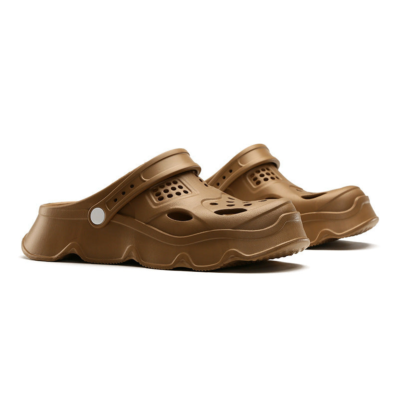 Men’s Hollow-Out Soft Bottom Closed-Toe Beach Slippers – Breathable & Non-Slip