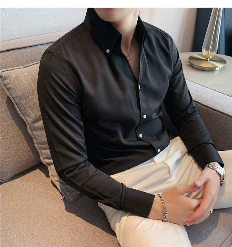 Men’s V-Neck Long-Sleeve Business Shirt – Modern Professional Style