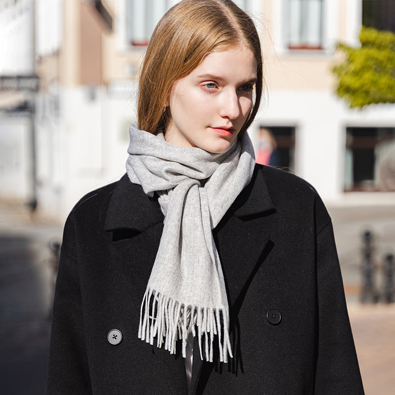Water Ripple Pure Color Cashmere Warm Scarf