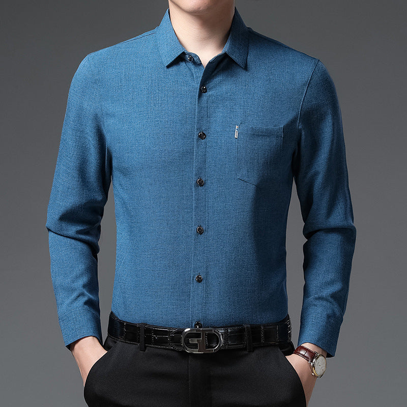 Men’s Linen-Like Casual Long-Sleeve Shirt – Lightweight Spring Style