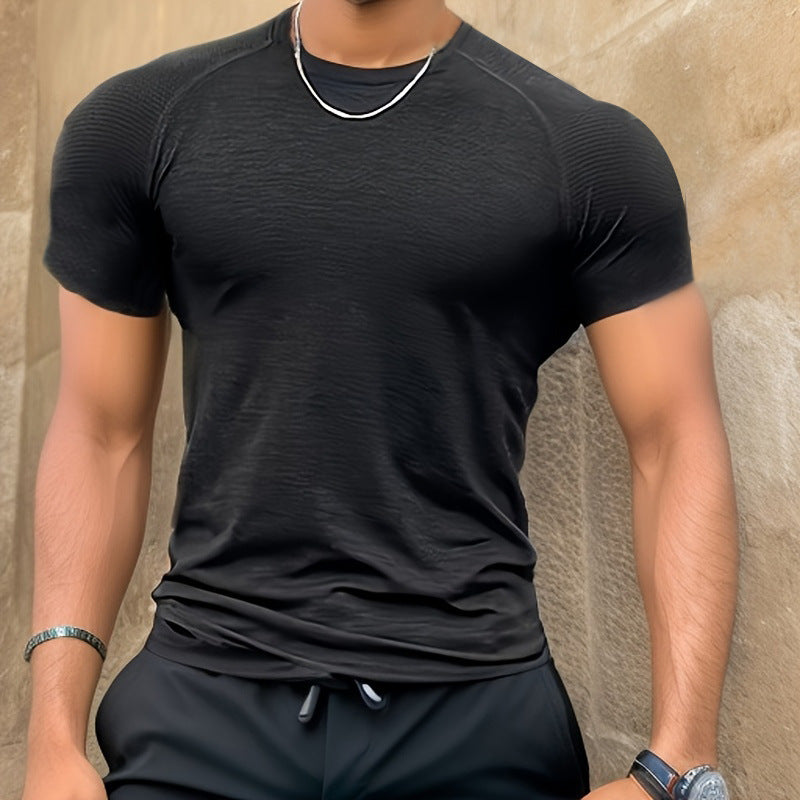 Men's Seamless Jacquard Round Neck Top