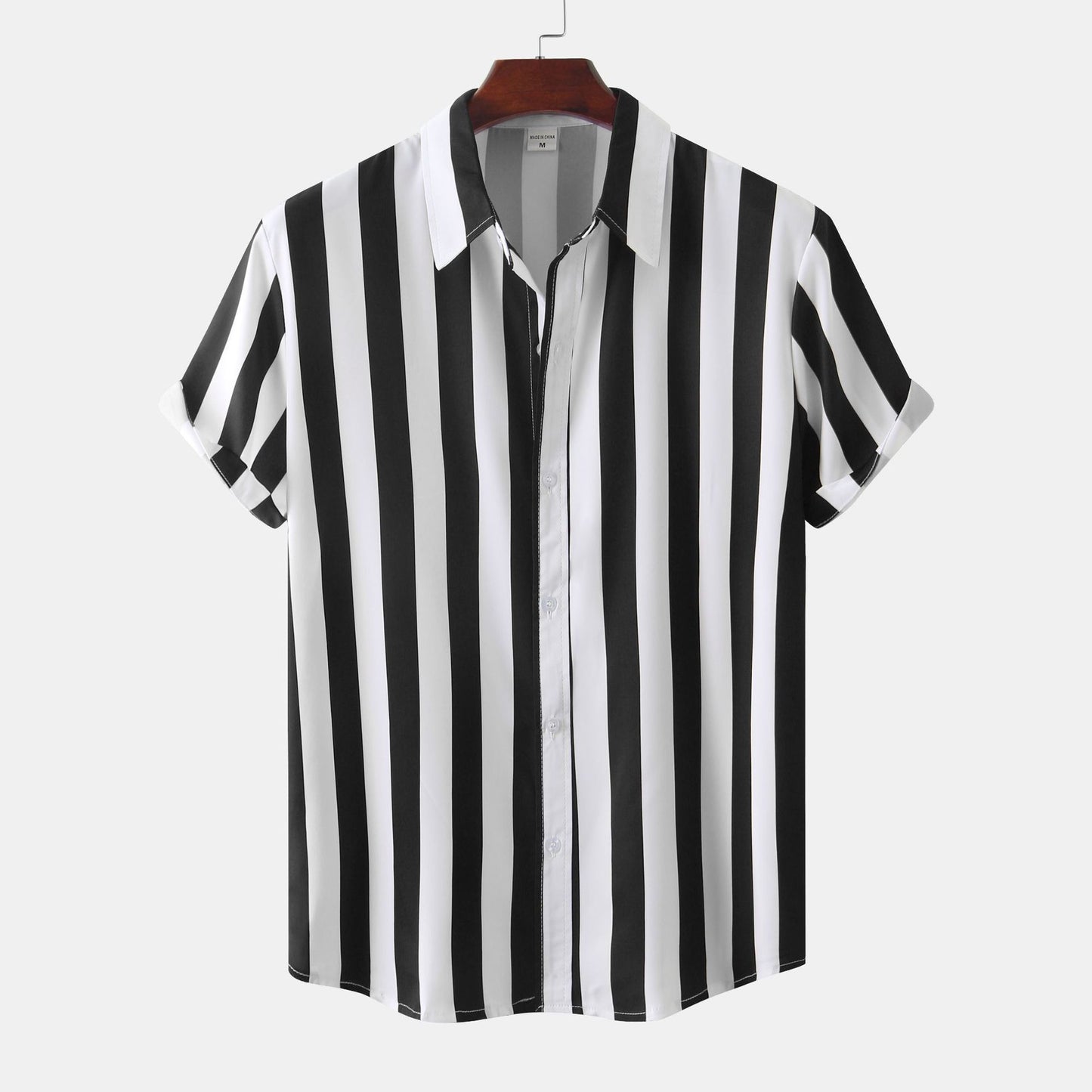 Men’s 3D Printed Short Sleeve Turn-Down Collar Shirt – Loose Fit Cotton Blend