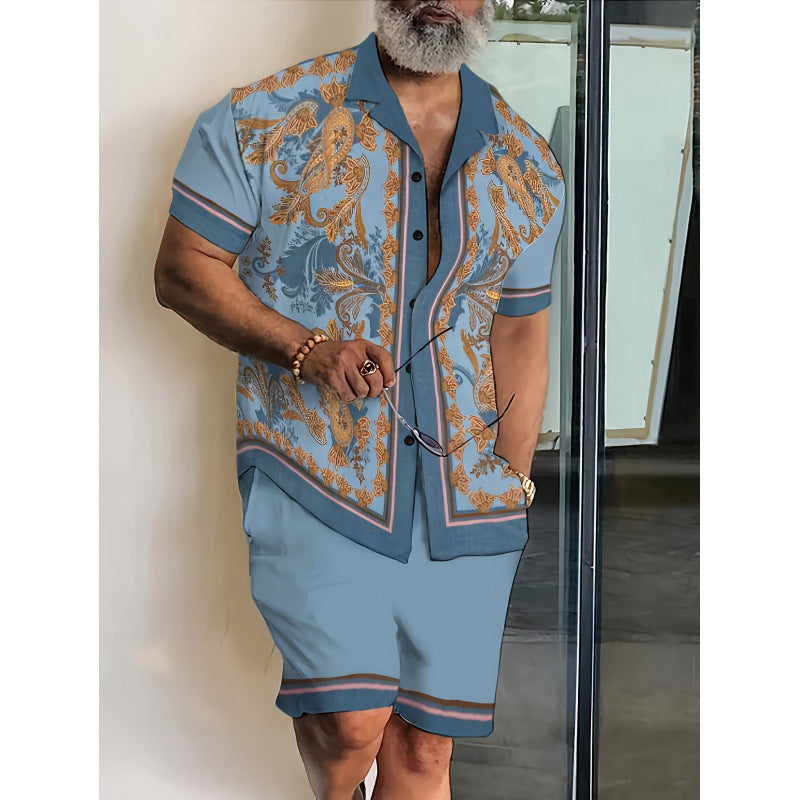 Men’s Casual Knitwear Set – Fleece-Lined Two-Piece Outfit (Top + Shorts)