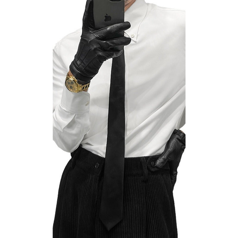 Men’s Spring Italian Large Pointed-Collar Slim Fit Shirt – Elegant Casual