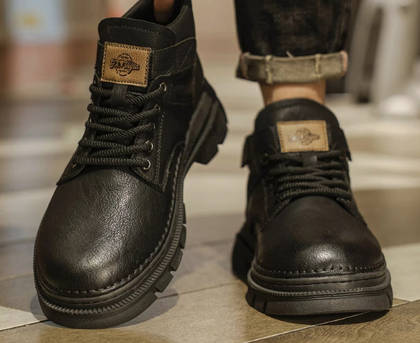 Men’s High-Top Retro Martin Boots – Genuine Leather Workwear