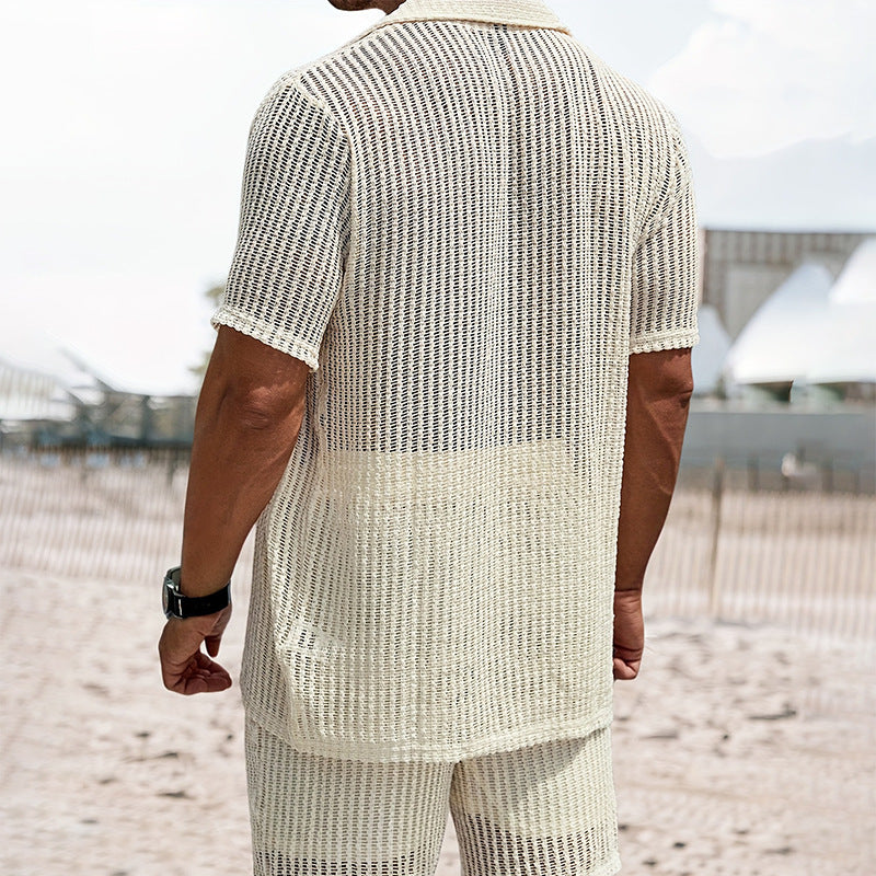 Men’s Retro Cotton-Linen Striped Henley Shirt—Loose Fit with Cardigan Lapel