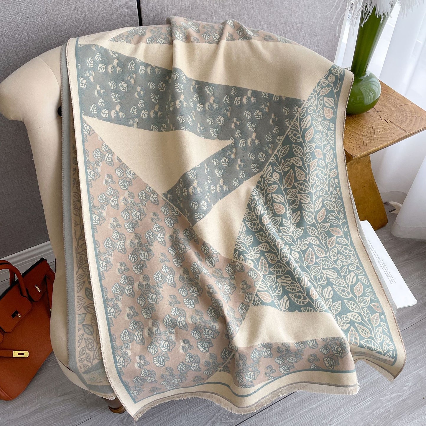 Korean Style Ins All-match Floral Print Shawl Winter Cashmere-like