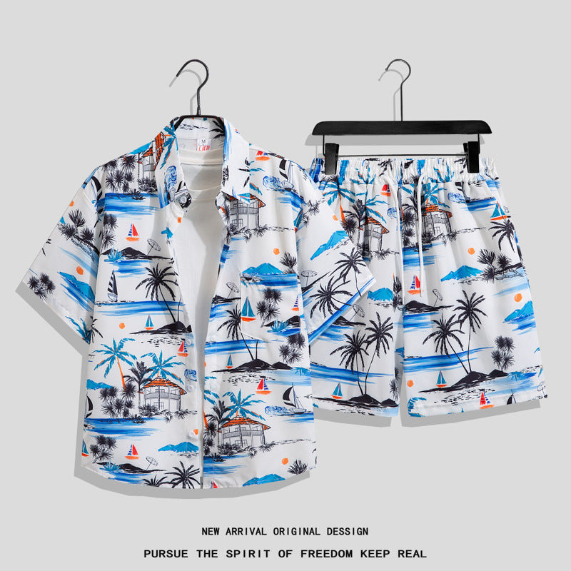 Men’s Hong Kong-Style Retro Printed Short-Sleeve Shirt – Bold & Nostalgic