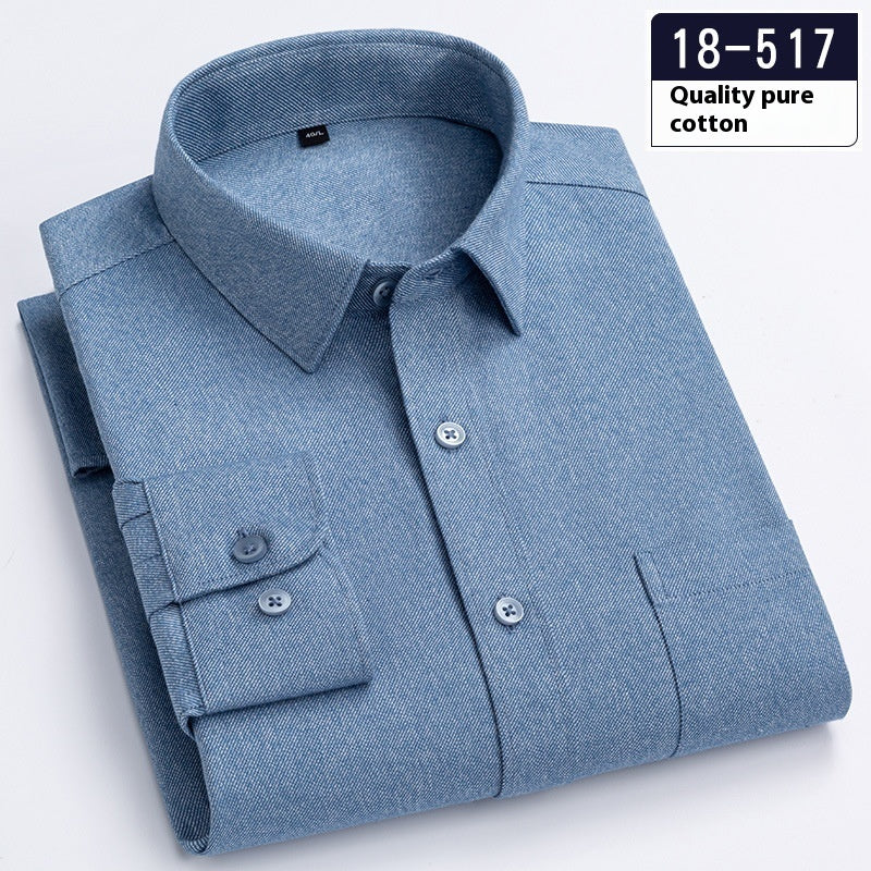 Men’s Solid-Color Long-Sleeve Pocket Business Shirt – Lightweight and Sleek