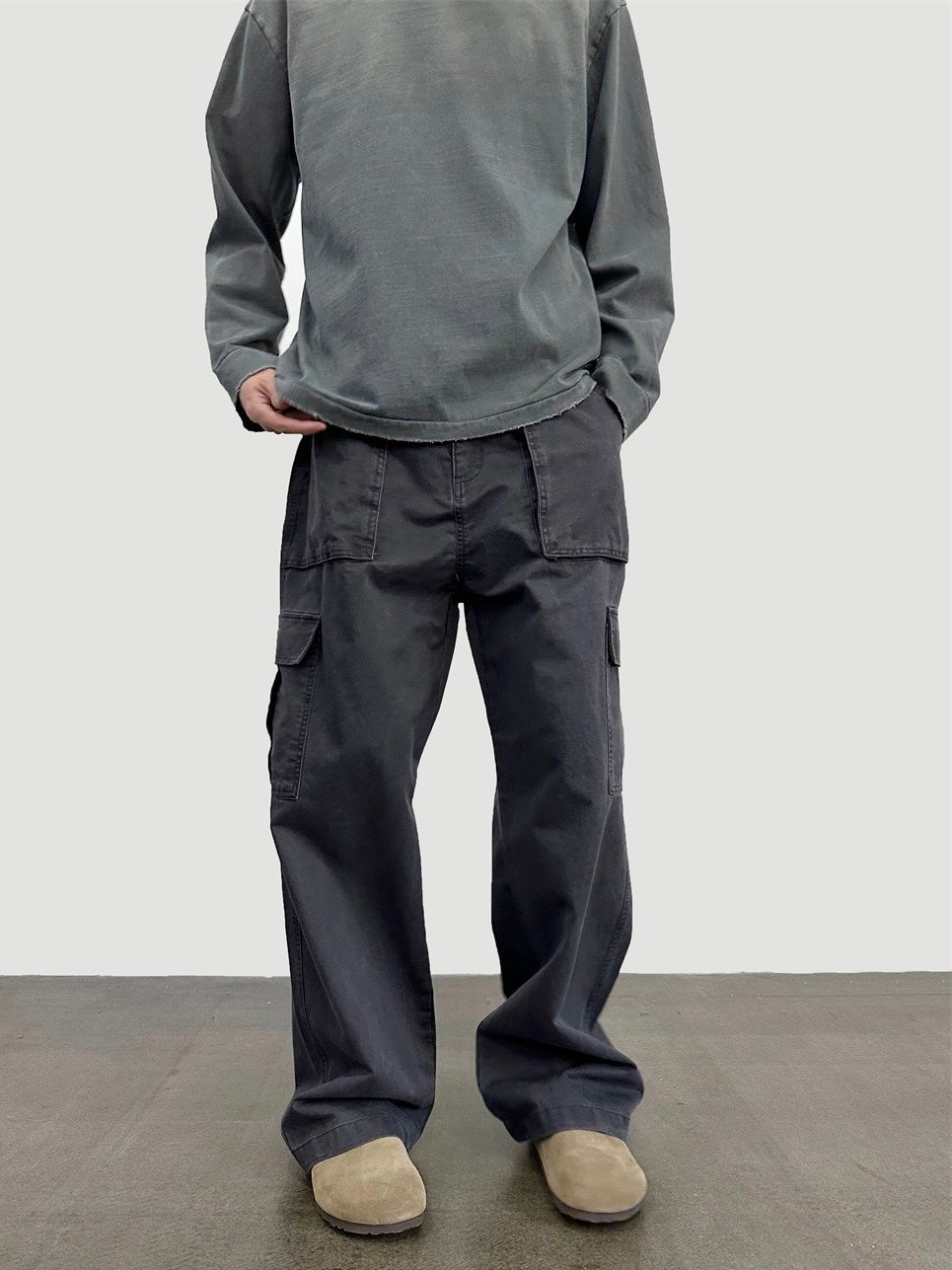 Men’s Vintage Wash Loose Straight-Leg Pants – Retro Streetwear Comfort