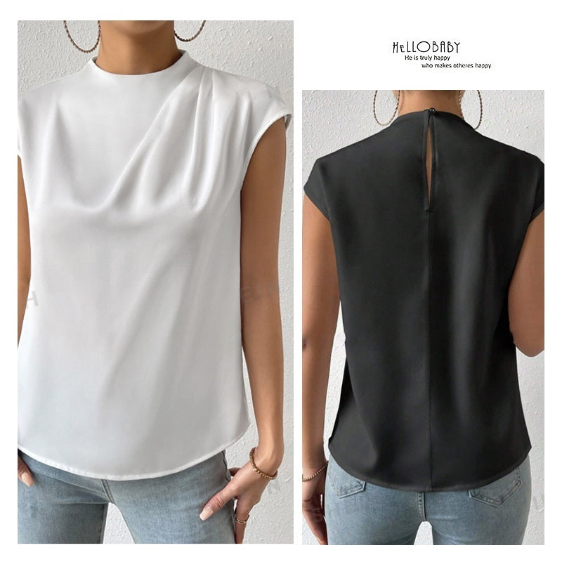 Artificial Silk Summer Round Neck Outerwear Top