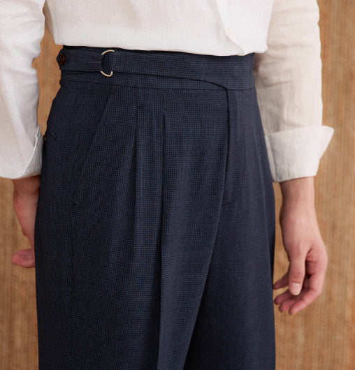 High Waist Houndstooth Straight Pants – Neapolitan Breathable Casual Suit Trousers