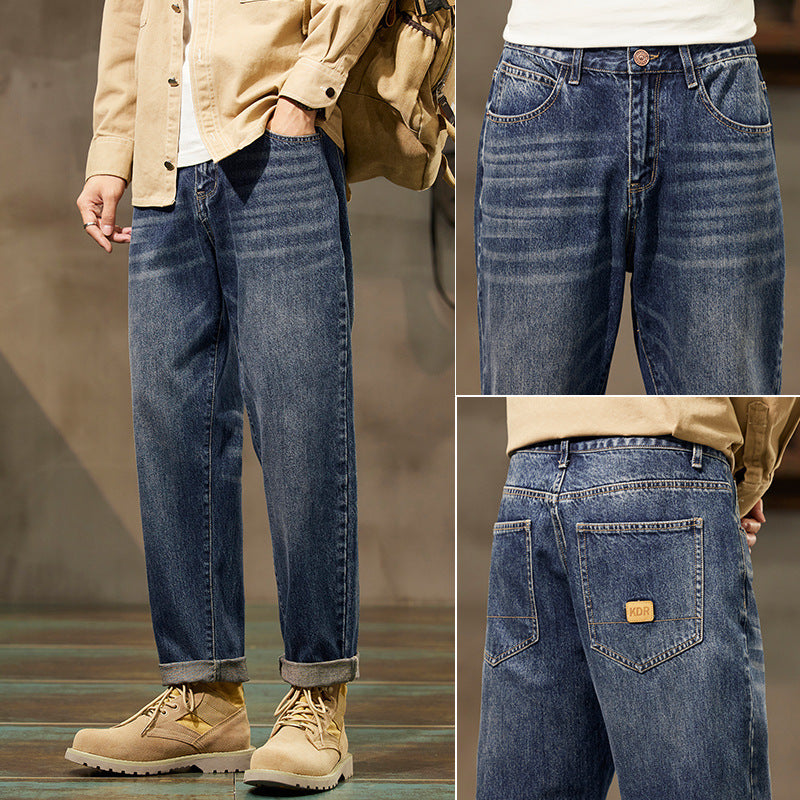 Retro Loose Straight Denim Pants for Men – Vintage Streetwear Style