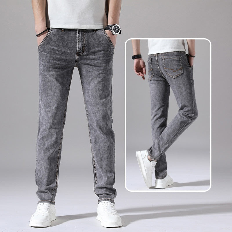 Men’s Retro Thin Straight-Leg Jeans – Lightweight & Laid-Back Comfort