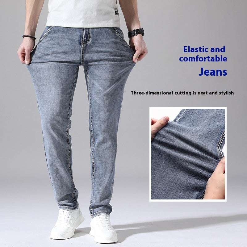 Men’s Retro Thin Straight-Leg Jeans – Lightweight & Laid-Back Comfort