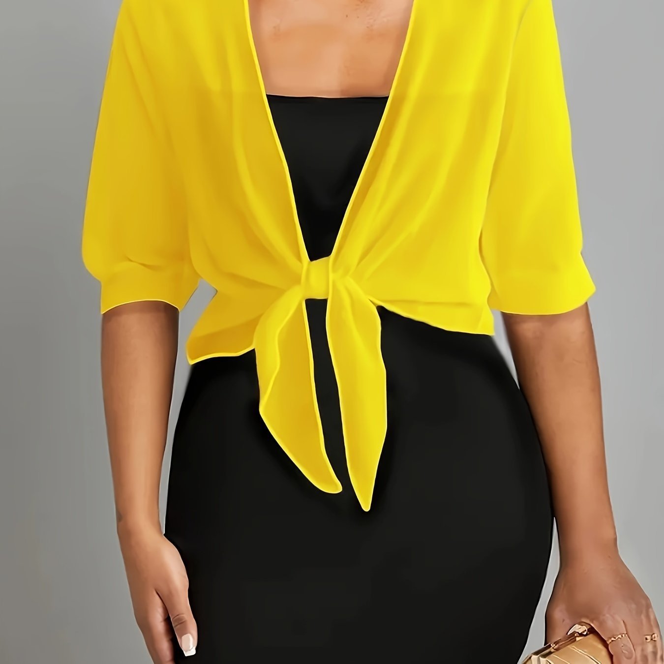 Women’s Sheer Tie-Front Chiffon Shawl – Elegant Cover-Up