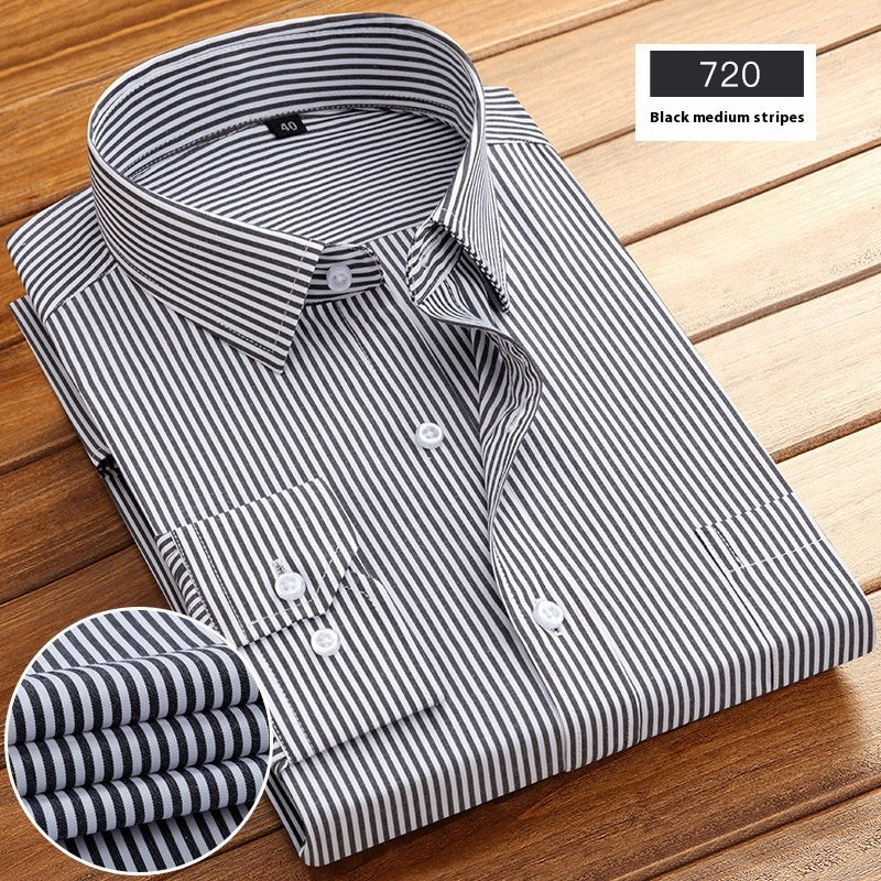 Men’s New Striped Long-Sleeve Business Shirt – Spring & Autumn Classic