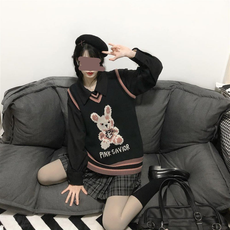 Cute rabbit sweater vest women
