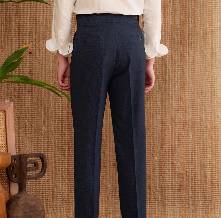 High Waist Houndstooth Straight Pants – Neapolitan Breathable Casual Suit Trousers
