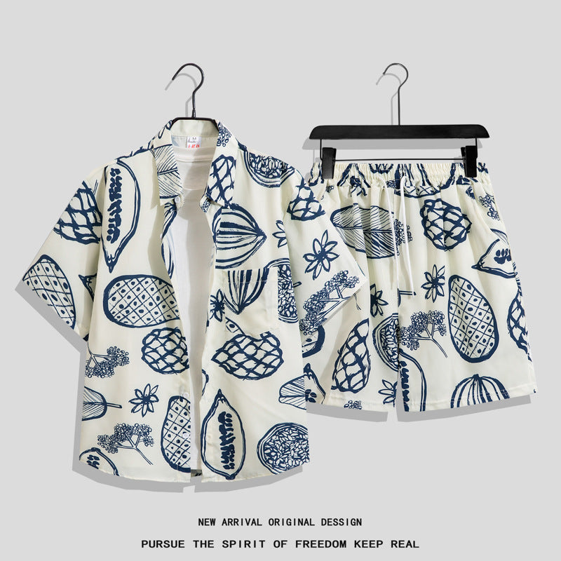 Men’s Hong Kong-Style Retro Printed Short-Sleeve Shirt – Bold & Nostalgic