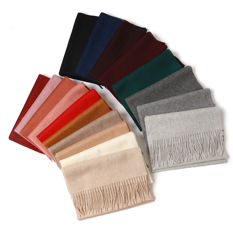 Water Ripple Pure Color Cashmere Warm Scarf