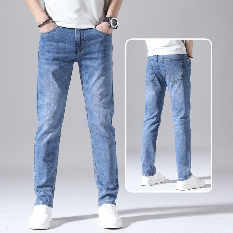 Men’s Retro Thin Straight-Leg Jeans – Lightweight & Laid-Back Comfort
