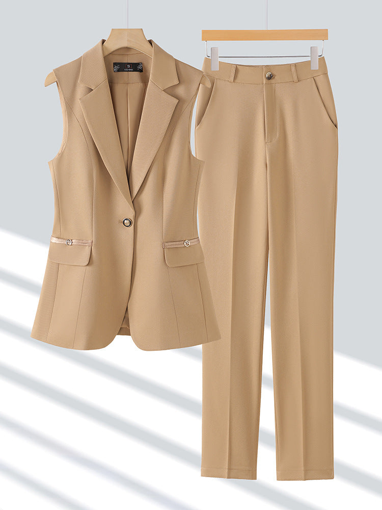 High-end Slim-fit Temperament Professional Vest Two-piece Set